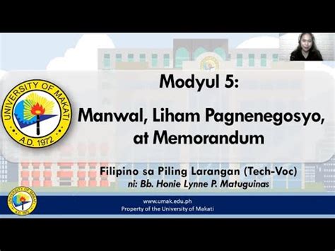 Aralin 5: Manwal, Liham Pangnegosyo, at Memorandum .